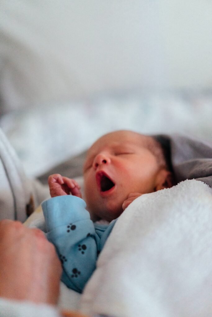 newborn yawning